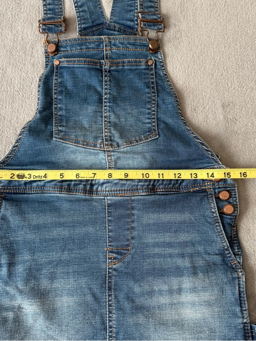 Love Trends Blue Denim Overall Jumper Dress Skirtall Size S Mini Jean Pinafore - Picture 10 of 14